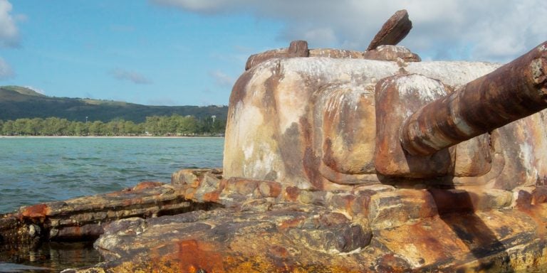 An M4 Sherman tank rusts by the shore of a beach on Saipan, a remnant of the island’s history during World War II. East Carolina University researchers Anne Ticknor and Jennifer McKinnon will lead workshops on Saipan’s military history next summer for 72 K-12 educators. (Photos contributed by Jennifer McKinnon)